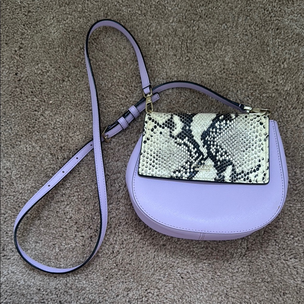 Kate Spade Purple and Cream Crossbody Bag with Snakeskin Detail. With Dustbag